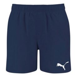 Męskie Spodenki Kąpielowe Średniej Długości Z Logo. Niebieskie szorty męskie Puma, bez wzorów, sportowe. Za 166.99 zł.