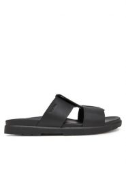 Calvin Klein Klapki Lug Sandal Double T Lth HM0HM01734 Czarny. Czarne klapki i japonki męskie Calvin Klein, bez wzorów, ze skóry. Za 519.99 zł.