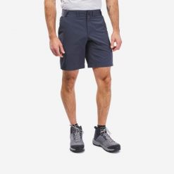 Spodenki turystyczne męskie Quechua MH100. Szare szorty sportowe męskie QUECHUA, bez wzorów, z materiału, sportowe. Za 59.99 zł.