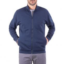 Bluza w kolorze granatowym. Niebieskie bluzy rozpinane męskie Jeep, prążkowane. W wyprzedaży za 114.95 zł.