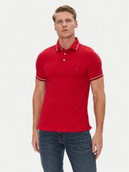 Tommy Hilfiger Polo Seasonal MW0MW39993 Czerwony Slim Fit. Czerwone koszulki polo męskie Tommy Hilfiger, m, bez wzorów, z bawełny, bez kołnierzyka, bez ramiączek. Za 239.99 zł.