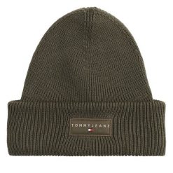 Czapka Tommy Jeans. Zielone czapki męskie Tommy Jeans, na zimę, bez wzorów, z jeansu. Za 129.99 zł.