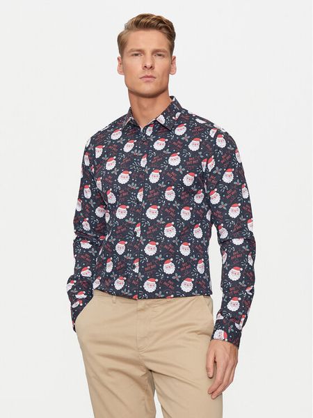 Only & Sons Koszula 22031026 Granatowy Slim Fit. Niebieskie koszule męskie Only & Sons, m, bez wzorów, z bawełny, bez kołnierzyka, bez ramiączek. Za 69.99 zł.