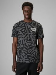 4F T-shirt regular z nadrukiem męski - czarny S. Czarne t-shirty męskie 4f, m, bez wzorów, z bawełny, bez kołnierzyka, bez ramiączek. Za 89.99 zł.