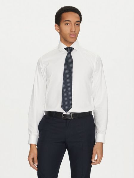 BOSS Krawat 50532463 Granatowy. Niebieskie krawaty i muchy męskie Boss, bez wzorów, z jedwabiu. Za 199.99 zł.