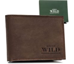 Portfel skórzany Always Wild N304-MWH brązowy. Brązowe portfele męskie Always Wild, bez wzorów, ze skóry. Za 47.99 zł.