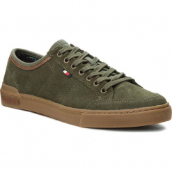 Tenisówki TOMMY HILFIGER - Core Suede Lace Up S FM0FM01898 Olive Night 010. Zielone trampki męskie Tommy Hilfiger, z gumy. W wyprzedaży za 359.00 zł.