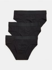 Bawełniane slipy 3 pack - czarny. Czarne slipki męskie Sinsay, l, bez wzorów, z bawełny. Za 19.99 zł.