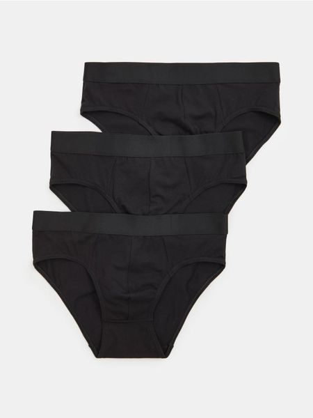 Bawełniane slipy 3 pack - czarny. Czarne slipki męskie Sinsay, l, bez wzorów, z bawełny. Za 19.99 zł.