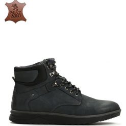 Granatowe Skórzane Botki Release. Buty zimowe męskie marki Born2be. Za 84.99 zł.
