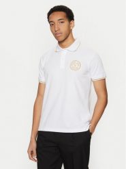 Versace Jeans Couture Polo 78GAGT00 Biały Regular Fit. Białe koszulki polo męskie Versace Jeans Couture, m, bez wzorów, z bawełny, bez kołnierzyka, bez ramiączek. Za 569.99 zł.