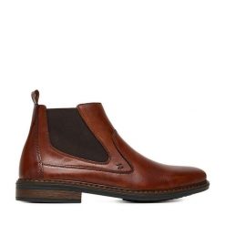 Botki Rieker. Brązowe sztyblety męskie Rieker, bez obcasa, bez zapięcia. Za 369.99 zł.