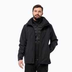 Kurtka 3w1 męska Jack Wolfskin Feldberg Luntal 3in1. Czarne kurtki męskie Jack Wolfskin, m, bez wzorów, sportowe, bez ramiączek, bez kaptura. Za 999.99 zł.