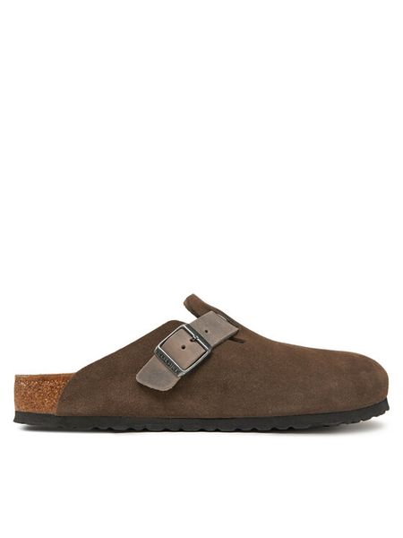 Birkenstock Klapki Boston zamsz 1029210 Brązowy. Brązowe klapki i japonki męskie Birkenstock, bez wzorów, ze skóry. Za 499.99 zł.