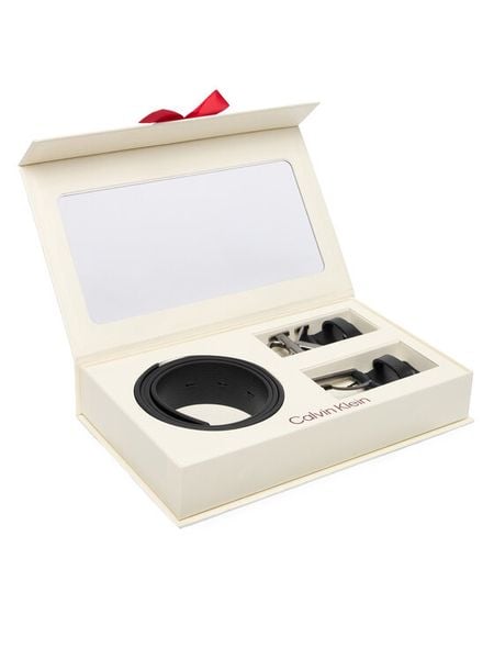 Calvin Klein Pasek Męski Belt Gift Set LV04D0009G Czarny. Czarne paski męskie Calvin Klein, bez wzorów, ze skóry. Za 409.99 zł.