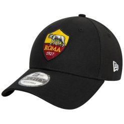 Czapka z daszkiem męska Core 9FORTY AS Roma Cap. Czarne czapki męskie New Era, bez wzorów, z bawełny, sportowe. Za 119.99 zł.