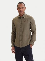 Aeronautica Militare Koszula 261CA1321UCT03089 Zielony Regular Fit. Zielone koszule męskie Aeronautica Militare, m, bez wzorów, ze lnu, bez kołnierzyka, bez ramiączek. Za 569.99 zł.