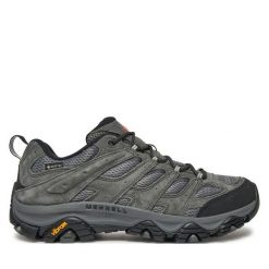 Trekkingi Merrell. Szare buty trekkingowe męskie Merrell, bez wzorów, sportowe, bez obcasa, bez zapięcia. Za 559.99 zł.