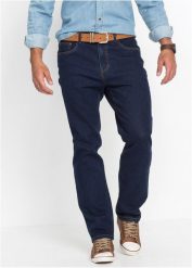 Klasyczne jeansy ze stretchem classic fit, straight. Niebieskie jeansy męskie bonprix, z jeansu, bez obcasa, bez zapięcia. Za 139.99 zł.