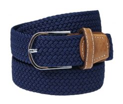 Granatowy Elastyczny Męski Pasek do Spodni, Pleciony, Casual -ALTIES- Parciany, Jednokolorowy. Niebieskie paski męskie Alties, bez wzorów, z elastanu, casualowe. Za 59.00 zł.