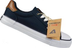 American Club Tenisówki młodzieżowe American Club czarne DLH-78NA 39. Czarna trampki męskie American CLUB, bez wzorów, młodzieżowe, bez zapięcia. Za 72.00 zł.