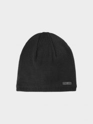 4F Czapka zimowa męska - czarna M. Czarne czapki męskie 4f, na zimę, bez wzorów, z syntetyku, klasyczne. W wyprzedaży za 59.99 zł.
