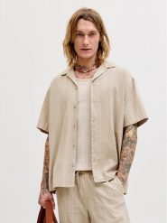 Jack & Jones Komplet koszula i szorty materiałowe Tyson 12297649 Beżowy Relaxed Fit. Brązowe koszule męskie Jack & Jones, l, bez wzorów, z bawełny, bez kołnierzyka, bez ramiączek. Za 209.99 zł.