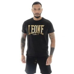 Koszulka z bawełna na co dzień na siłownię. Czarne spodnie na co dzień męskie LEONE 1947 APPAREL, bez wzorów, z bawełny, sportowe. W wyprzedaży za 67.30 zł.