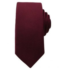 Krawat Męski w Deliatny Prążek -WĄSKI- 5 cm - Angelo di Monti, Bordowy. Czerwone krawaty i muchy męskie Angelo di Monti, bez wzorów. Za 45.00 zł.