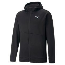 Bluza sportowa męska Puma Train All Day Powerfleece Full Zip. Czarne bluzy rozpinane męskie Puma, m, bez wzorów, sportowe, bez ramiączek, z kapturem. Za 144.26 zł.