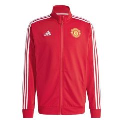Bluza Manchester United DNA 2024/25. Czerwone bluzy nierozpinane męskie ADIDAS, bez wzorów, z dresówki, sportowe, bez ramiączek, bez kaptura. W wyprzedaży za 252.50 zł.