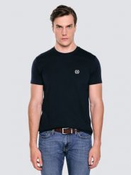 Koszulka męska z haftem na piersi granatowa Keral 403. Niebieskie t-shirty męskie Big Star, l, bez wzorów, z dzianiny, bez kołnierzyka, bez ramiączek. Za 99.99 zł.