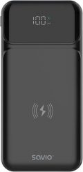SAVIO BA-09 POWERBANK 10000 mAh, czarny, ładowanie indukcyjne. Czarne powerbanki Savio. Za 75.87 zł.