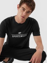 4F T-shirt regular z nadrukiem męski S. Niebieskie t-shirty męskie 4f, m, bez wzorów, z bawełny, bez kołnierzyka, bez ramiączek. Za 69.99 zł.