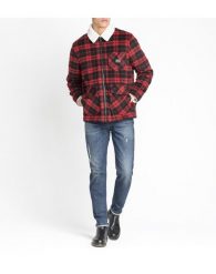 LEE WOOL LOCO SHERPA WARP RED L86DUVKG 112122644. Czerwone płaszcze męskie Lee, l, bez wzorów, bez kaptura. Za 249.98 zł.