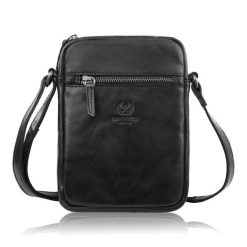 Saszetka męska skórzana na ramię klasyczna czarna mała funkcjonalna Paolo Peruzzi SL-03-BL. Czarne saszetki męskie bez wzorów, ze skóry, eleganckie, na ramię, małe. Za 199.00 zł.