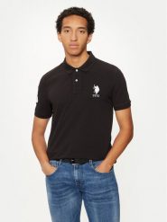 U.S. Polo Assn. Polo MUP3313 Czarny Regular Fit. Czarne koszulki polo męskie U.S. Polo Assn., m, bez wzorów, z bawełny, bez kołnierzyka, bez ramiączek. Za 139.99 zł.