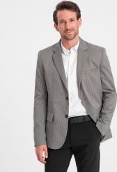 Ombre Marynarka męska casual w delikatną kratkę - szara V2 OM-BLZB-0116 S. Szare marynarki męskie Ombre, m, bez wzorów. Za 309.99 zł.