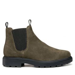 Sztyblety Geox. Brązowe sztyblety męskie Geox, bez obcasa, bez zapięcia. Za 539.99 zł.