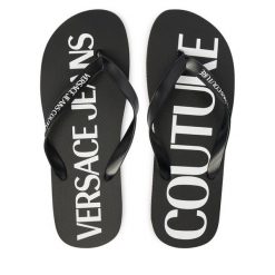 Japonki Versace Jeans Couture. Czarne klapki i japonki męskie Versace Jeans Couture, bez wzorów, z jeansu. Za 249.99 zł.