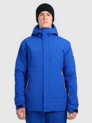 4F Kurtka narciarska membrana 8000 męska - niebieska XXL. Niebieskie kurtki narciarskie i snowboardowe męskie 4f, na zimę, m, bez wzorów, z materiału, bez kaptura, narciarskie. W wyprzedaży za 399.99 zł.