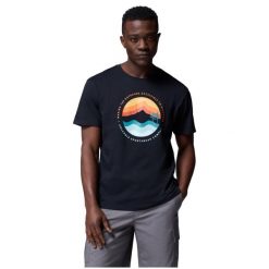 T-shirt sportowy z krótkim rękawem męski Path Lake II Graphic Tee. Czarne t-shirty sportowe męskie Columbia, m, bez wzorów, z bawełny, sportowe, bez ramiączek. Za 99.99 zł.