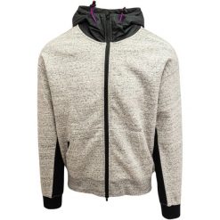 Bluza z kapturem Converse Mixed Media Full-Zip Hoodie, Mężczyźni. Szare bluzy nierozpinane męskie Converse, m, bez wzorów, z bawełny, z kapturem. Za 290.00 zł.