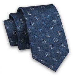Niebieski Elegancki Męski Krawat -Angelo di Monti- 6 cm, Wzór Geometryczny, Kółka, Okręgi, Koła. Niebieskie krawaty i muchy męskie Angelo di Monti, bez wzorów, z tkaniny, eleganckie. Za 45.00 zł.