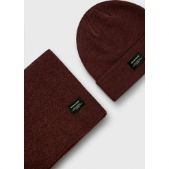 Jack & Jones - Czapka + szalik. Brązowe czapki męskie Jack & Jones, na zimę, z dzianiny. Za 129.90 zł.