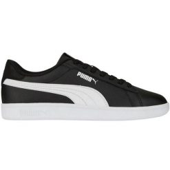 Skórzane Buty Treningowe Dla Dorosłych Unisex Smash 3.0. Czarne buty trekkingowe męskie Puma, bez wzorów, sportowe, bez obcasa, bez zapięcia. Za 329.99 zł.