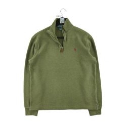 Second life - Męski sweter z kołnierzem - Jak nowy. Zielone swetry męskie Ralph Lauren, bez wzorów, sportowe, bez kołnierzyka, bez ramiączek. Za 253.76 zł.