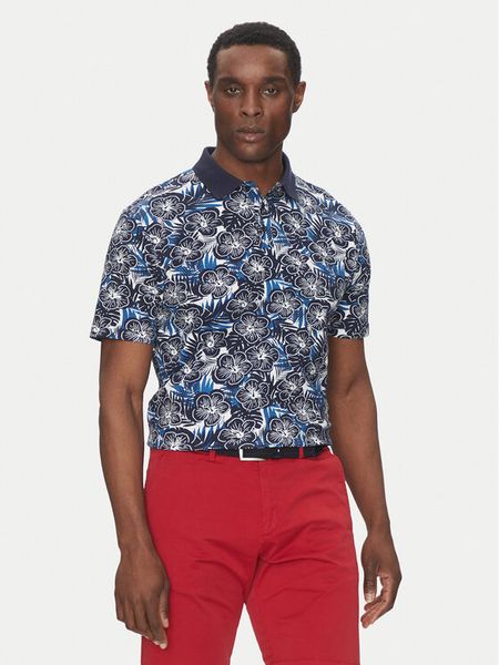Hechter Paris Polo 74028 151920 Granatowy Regular Fit. Niebieskie koszulki polo męskie Hechter Paris, l, bez wzorów, z bawełny, bez kołnierzyka, bez ramiączek. Za 179.99 zł.