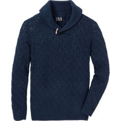 Sweter w warkocze z bawełny z recyclingu bonprix ciemnoniebieski. Swetry męskie bonprix. Za 49.99 zł.