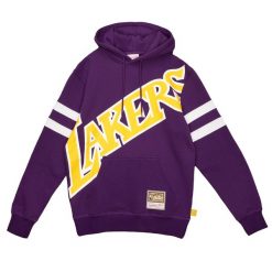 Bluza z kapturem Los Angeles Lakers. Fioletowe bluzy z kapturem męskie Mitchell & Ness, bez wzorów, z kapturem. Za 437.50 zł.